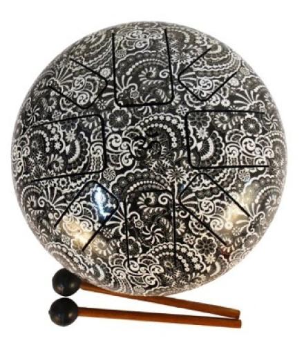 Kalarambh Happy Drum Printed Home Decorative Showpiece  -  13.97 cm (Brass, Multicolor)