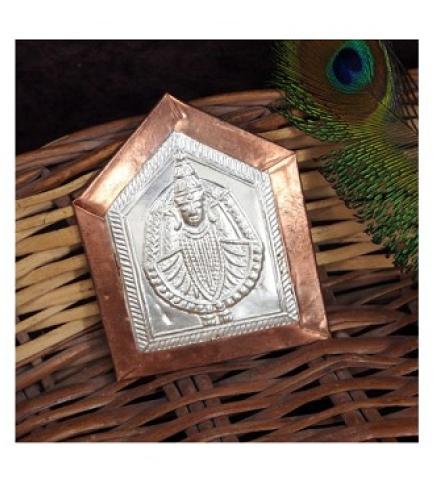 Nakoda Store Mahalaxmi Devi (Maharashtrian Dev Tak) 3gm Pure Silver Home Decorative Showpiece  
