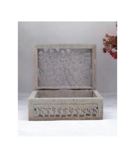 Natriel Soapstone Multipurpose Box Floral Motifs Elegant Storage Jewelry & Keepsakes Home Decorative Showpiece