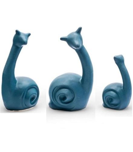 SajaoStore Elegant Blue Snail Figurine Set – Modern Home Decor Showpieces (Set of 3) Decorative Showpiece 