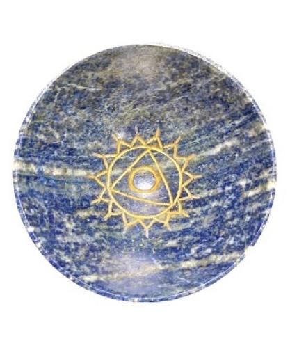 ALDOMIN Lapis Lazuli With Chakra Symbol Healing Crystal Bowl (59.50 Gram) Home Decorative Showpiece 