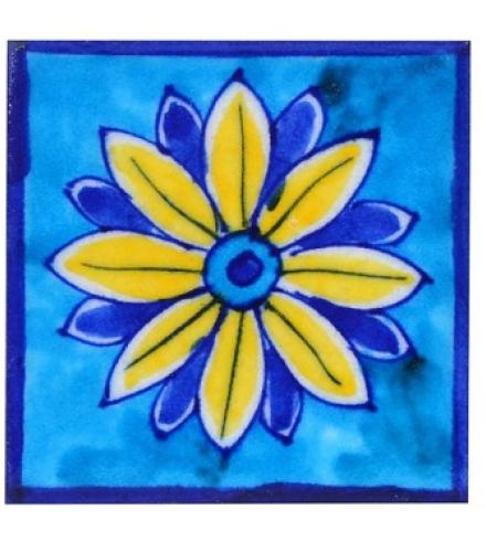 shriyam craft Blue Pottery Decorative Tiles for wall Home Decorative Showpiece  -  10 cm 