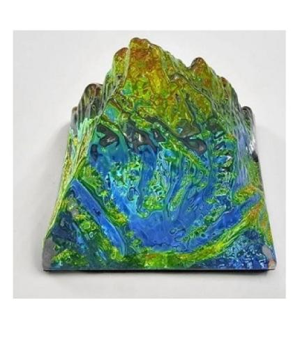 INFINITY WORLD Crystal Glass 3D Mountain Peak Figurine Showpiece - Pack of 1 (Blue, Green) Home Decorative Showpiece