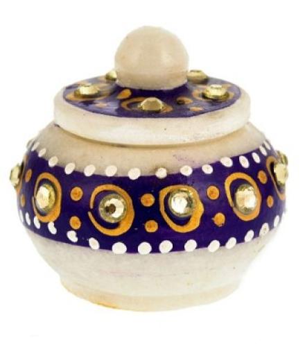 Urban Baniya White Marble||Kumkum Box–Small Size|| Home Decorative Showpiece  