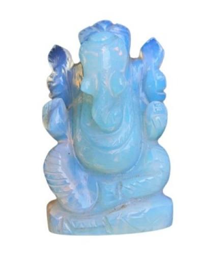 Maitri Export Opalite Ganesha Idol for Reiki Healing Chakra Balancing Home Decorative Showpiece  -  7 cm 