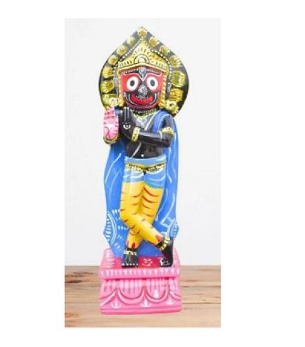 Real Craft Miniature Krushna Jagannath Wooden Idol Set Home Decorative Showpiece 
