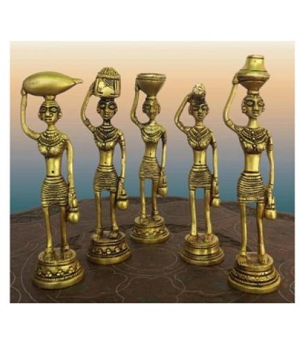 Farmer Lady Daily Life-Set of 5 for Home,Office,Decor|Item Finish-Antique Home Decorative Showpiece 