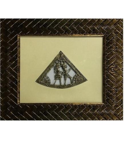 Gallery99 Golden Human Figurines Dhokra And Warli Wall Art (10 inch X 11 inch, Golden) Home decore