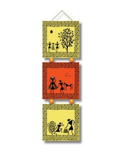 Art Monk Warli art wall hanging (10 inch, Multicolor) Home Decore
