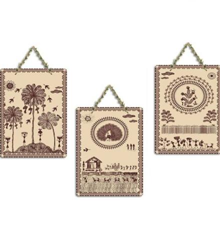 Warli Art Wooden Wall Hanging |Tribal Life Handcrafted Home Decor 