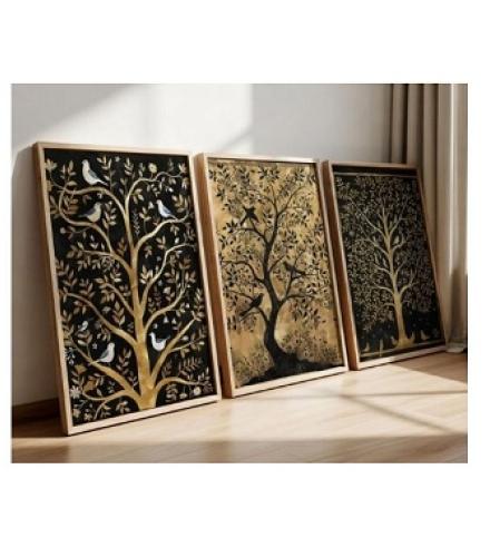 saf Golden Tree Premium wooden color framed Digital Reprint Home Decore