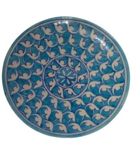Craft park Jaipur Blue Pottery Home Decor Geometrics Design Wall/Serving Plate