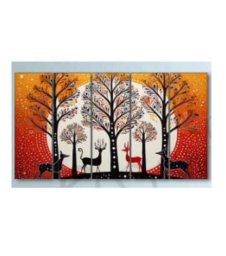 Ranovaa Traditional Canvas Painting Set of 3 Frames Warli Theme Home Decore