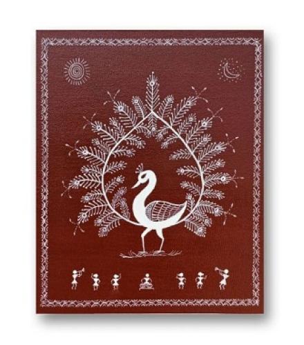 Swapnita Art Studio Hand Painted Warli Peacock Painting Home Decore