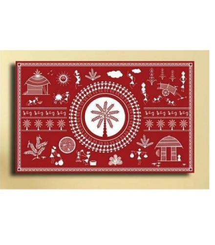 PIXELARTZ The Warli Tribal Art - Without Frame. Canvas 23 Home Decore