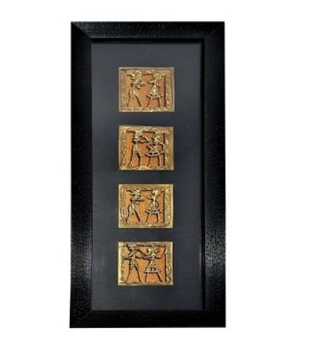 Warli Brass Figurine Double Boarding Wall Art Canvas Home Decore