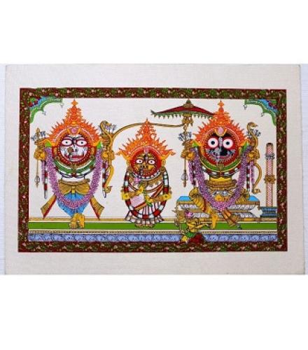Handcrafted Jagannath Trio Pattachitra WITHOUT FRAME Home Decorative Showpiece