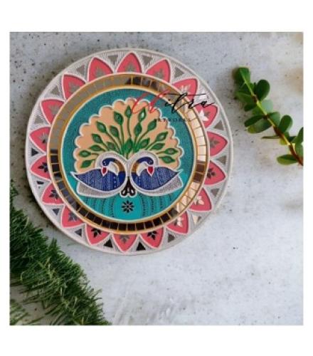Handmade Mud Mirror Art Wall Decor – Authentic Traditional Indian Craft for Home Decore