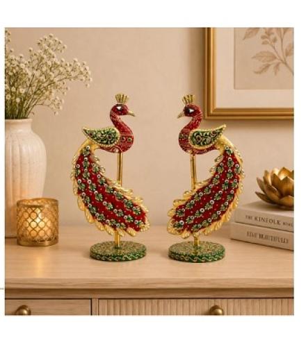 Handmade Metal Royal Peacock Pair Metal Showpiece Home Decorative Showpiece  