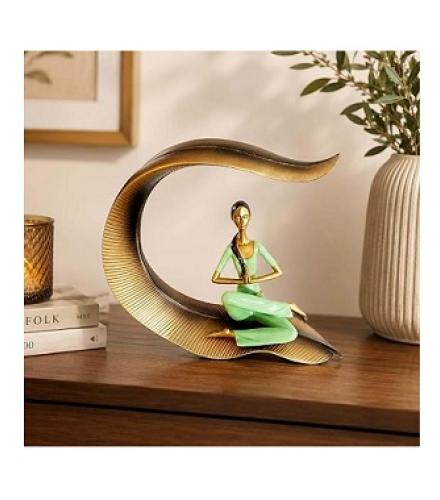 Go Hooked Yoga Lady Statue Polyresin Meditating Woman Figurine for Home & Office Décor 22Cm Elegant Yoga Showpiece