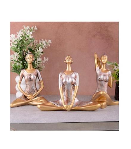 zart Yoga Posture Lady Statue Figurine for Home Decor Yoga Statue in Decor (Golden,Cooper)