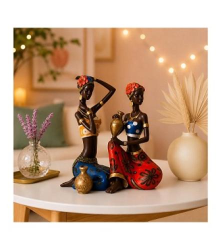 Xtore African Lady Statue with Pot Graceful and Cultural Home Décor 