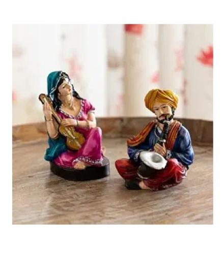 Bhangra Bliss' Punjabi Folk Couple Resin Home Decorative Showpiece for Living Room