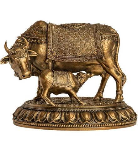 Gomatha Kamadhenu Idol for Pooja – 9 INCH Length Antique Bronze  Traditional Gomatha Idol for Home Decor