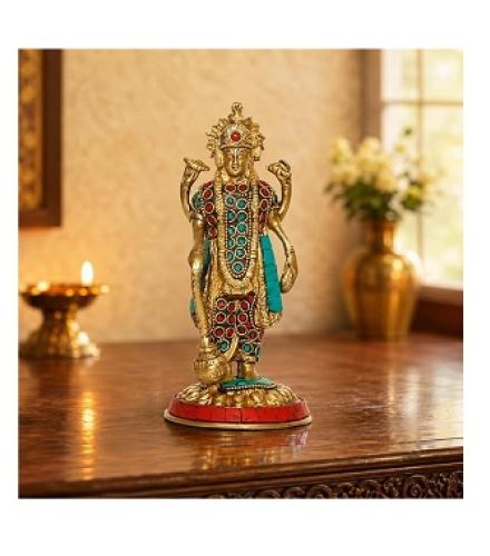 Narayana Murti for Home Puja Handmade Standing Vishnu Idol Showpiece For Home Decor
