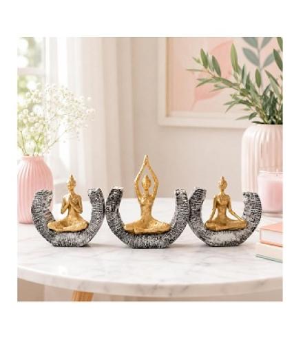 Yoga Meditating Figurine Set for Home & Office Décor 