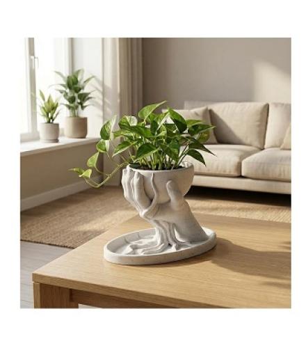 Oreo Marble Look 3D Printed Hand Sculpture Planter  Artistic Home Decor Pot 