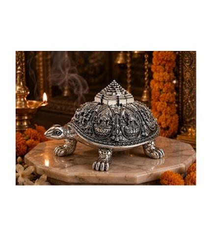 999 Pure Silver Plated Ashta Lakshmi Tortoise Idol Vastu Home Decor 