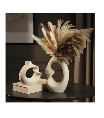 Unique White Ceramic Donut Vases for Modern Home Decor