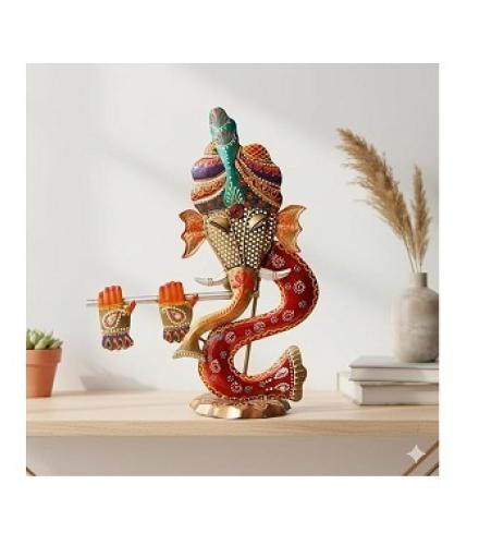 Handicrafts Paradise Wrought Iron Cut Work Ganesha Tea Light Holder for Home Decor