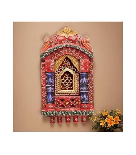 Wood Hand Painted Wall Hanging Jharokha Frame For Home Decor