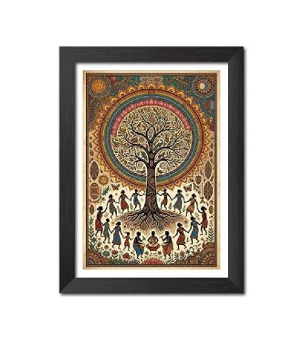 Tribal Warli Folk Art Photo Frame Painting For Home Decore