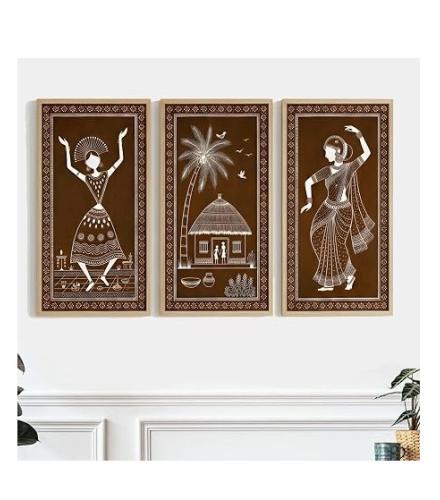 Warli Art Painting, Indian Traditional Folk Art, Framed Home Decor
