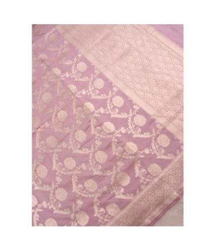 Purple Handwoven Pure Kataan Silk Jangla Banarasi Saree