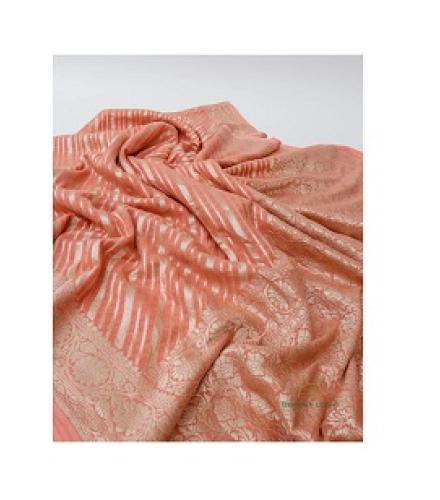Peach Handwoven Pure Khaddi Georgette Saree