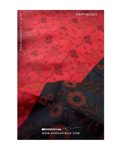 Red And Black Banarasi Resham Silk Saree