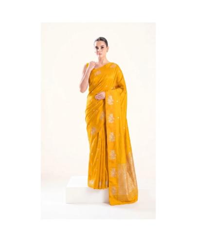 Yellow Booti Katan Silk Handloom Banarasi Saree