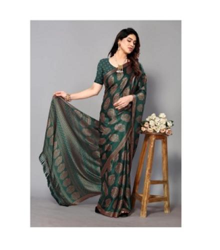 Blocked Printed Daily Wear Chiffon, Georgette Saree (Green)