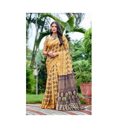 Bhavya k studio Printed Daily Wear Cotton Blend Saree 