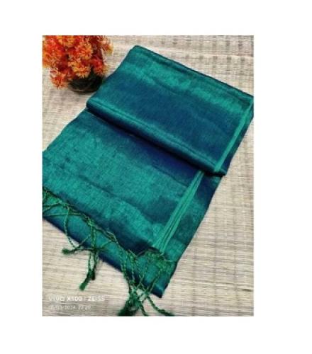 Agamani Solid/Plain, Ombre Handloom Tissue Saree (Green)