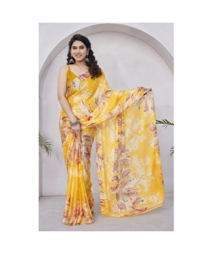 MIRCHI FASHION Printed Daily Wear Chiffon, Georgette Saree (Mustard, Red)