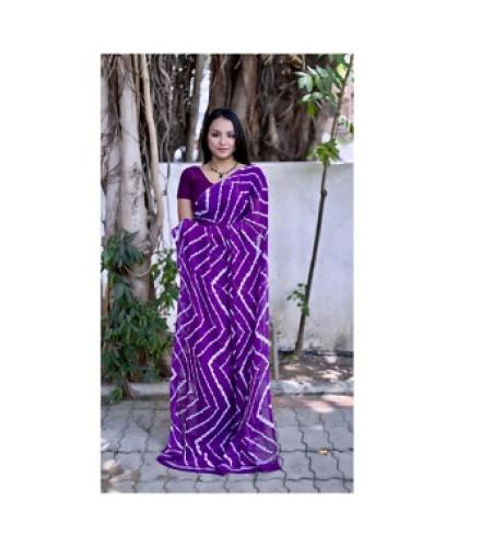 TEN R Printed Daily Wear Georgette Saree (Purple)