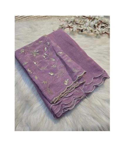Divastri Embroidered Bollywood Chiffon Saree (Purple)