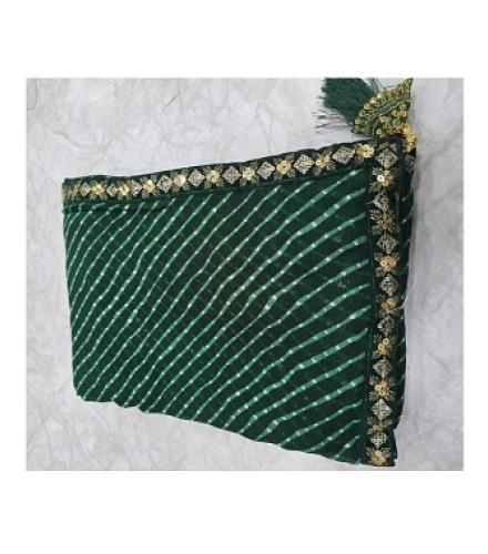 HouseOfCommon Embellished Bollywood Chiffon Saree (Dark Green)