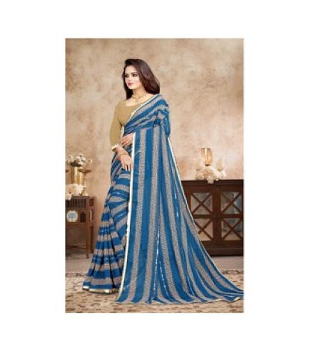 GAVUBAA Striped, Printed Bollywood Georgette Saree 