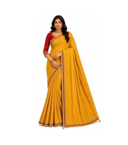 PAHLAJ SAREES Embroidered Bandhani Georgette Saree (Yellow)